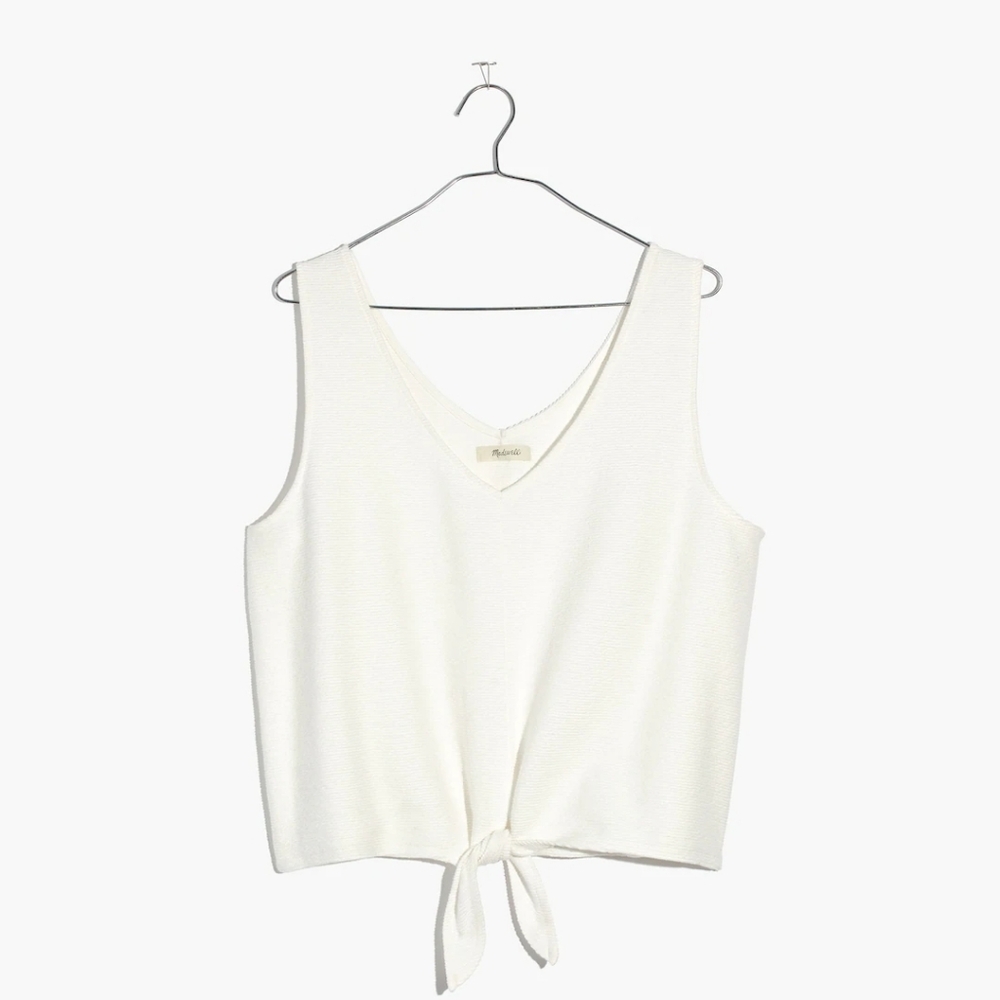 Madewell texture and thread tank with tie